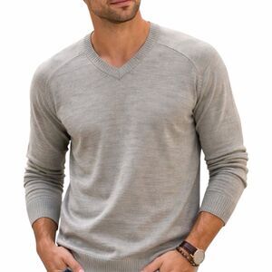SMARTWOOL Men’s Gray Long Sleeve Merino Wool V-Neck Sweater Size Large